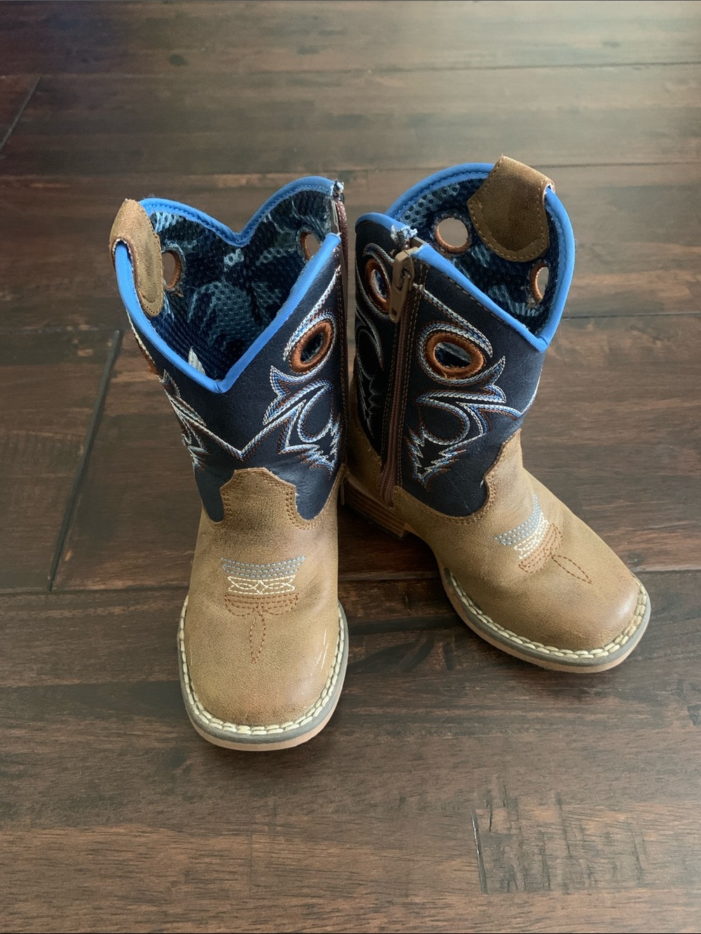 Twister Brown and Blue Kids Cowboy Boots
